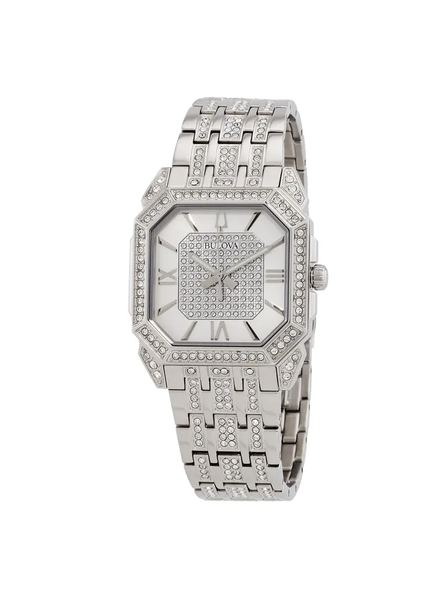 Мужские часы Bulova Octava Quartz с серебристым циферблатом 96A285 — серебристый
