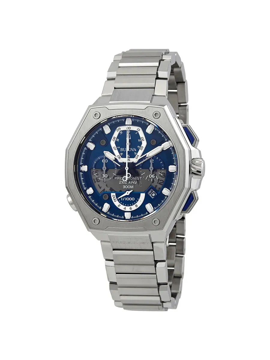 Мужские часы Bulova Precisionist Chronograph Quartz 96B349 — изображение 1 из 3, оттенок серебряный