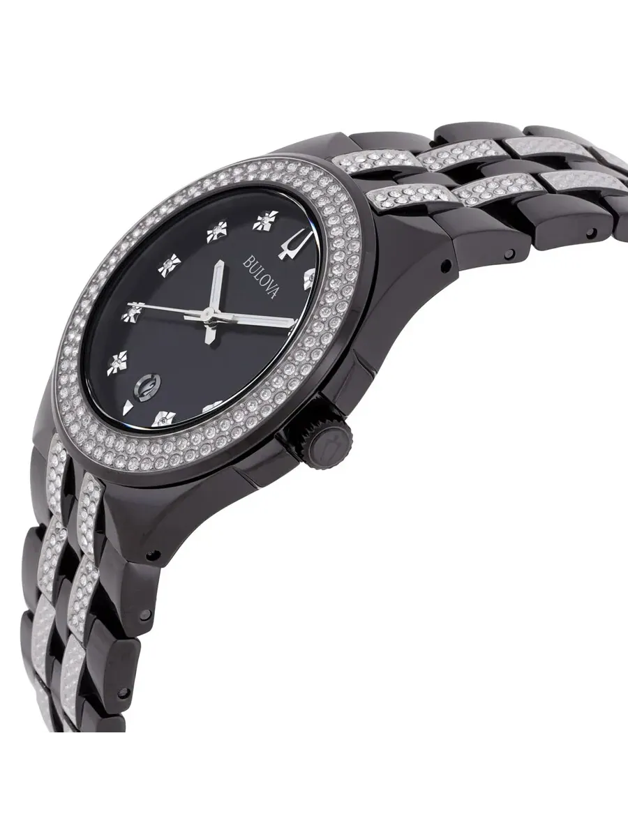 Мужские часы Bulova с кварцевым механизмом, черным циферблатом и жетоном для собаки 98K101 — изображение 1 из 3