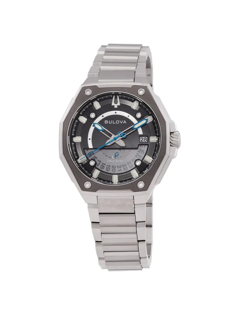 Мужские часы Bulova Series X с кварцевым механизмом и черным циферблатом 98B456 — изображение 1 из 3, оттенок серебряный