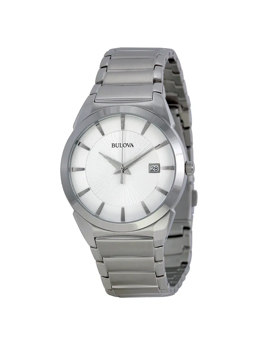 Мужские часы Bulova с серебристым циферблатом и корпусом из нержавеющей стали 96B015 — изображение 1 из 3, оттенок серебряный