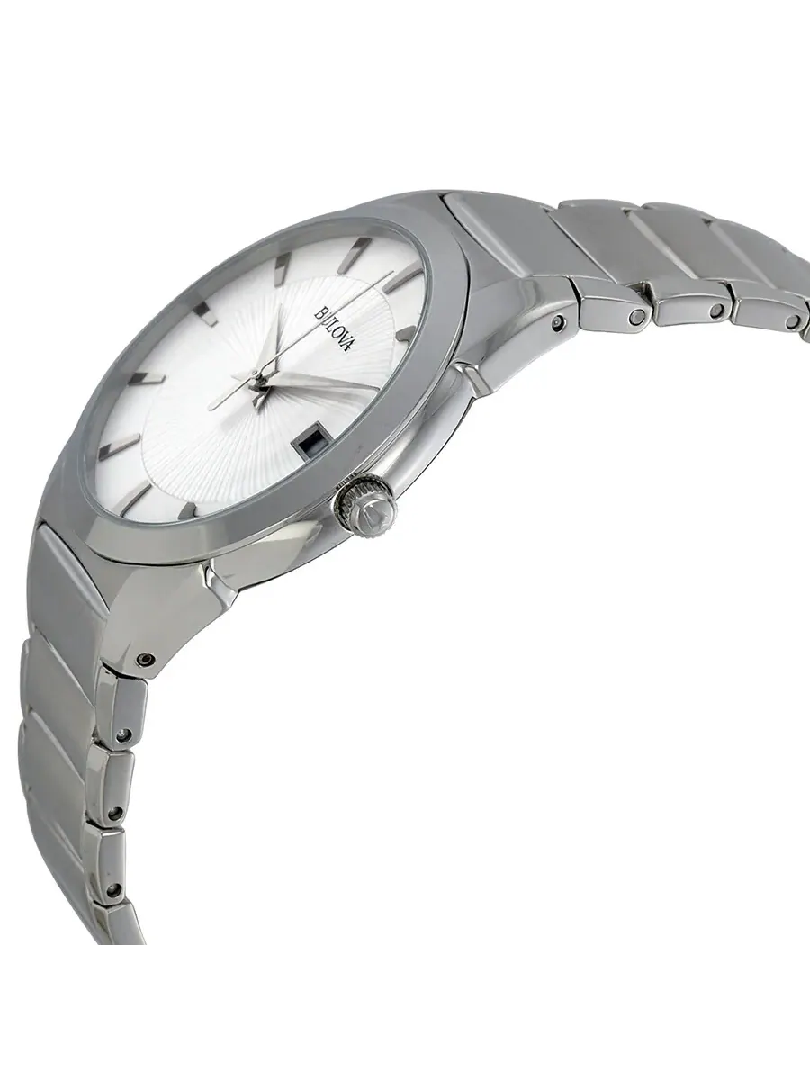 Мужские часы Bulova с серебристым циферблатом и корпусом из нержавеющей стали 96B015 — изображение 2 из 3, оттенок серебряный