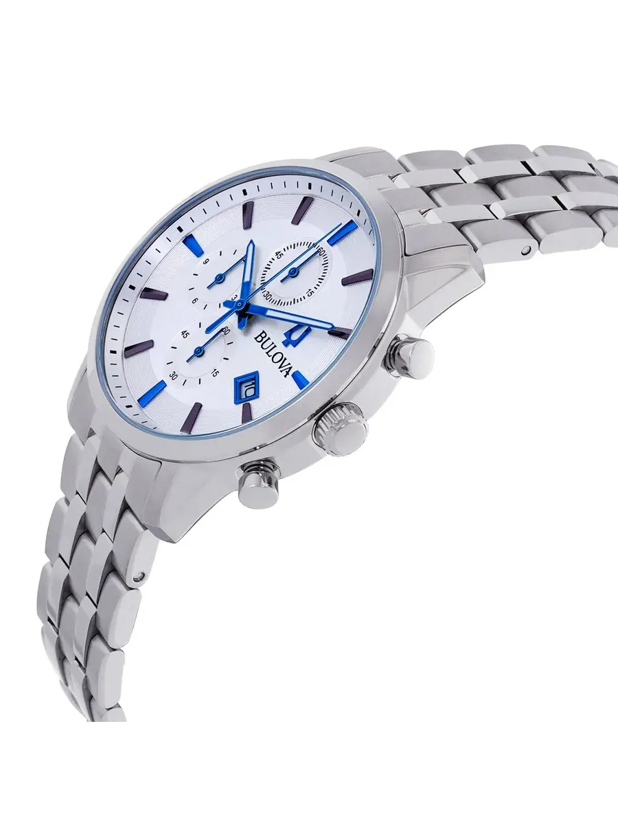 Мужские часы Bulova Sutton Chronograph Quartz с серебристым циферблатом 96B404 — изображение 2 из 3, оттенок серебряный