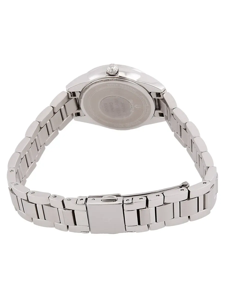 Женские часы Bulova Sutton Quartz с розовым циферблатом и бриллиантом 96P249 — изображение 3 из 3, оттенок серебряный