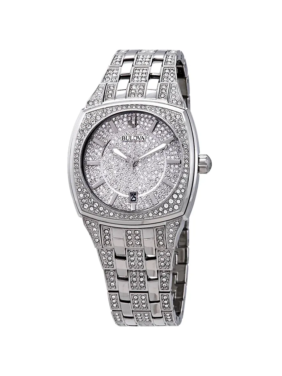 Мужские часы Bulova с кристаллами Swarovski Pave 96B296 — изображение 1 из 3, оттенок серебряный