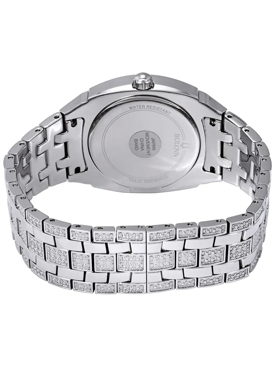 Мужские часы Bulova с кристаллами Swarovski Pave 96B296 — изображение 3 из 3, оттенок серебряный