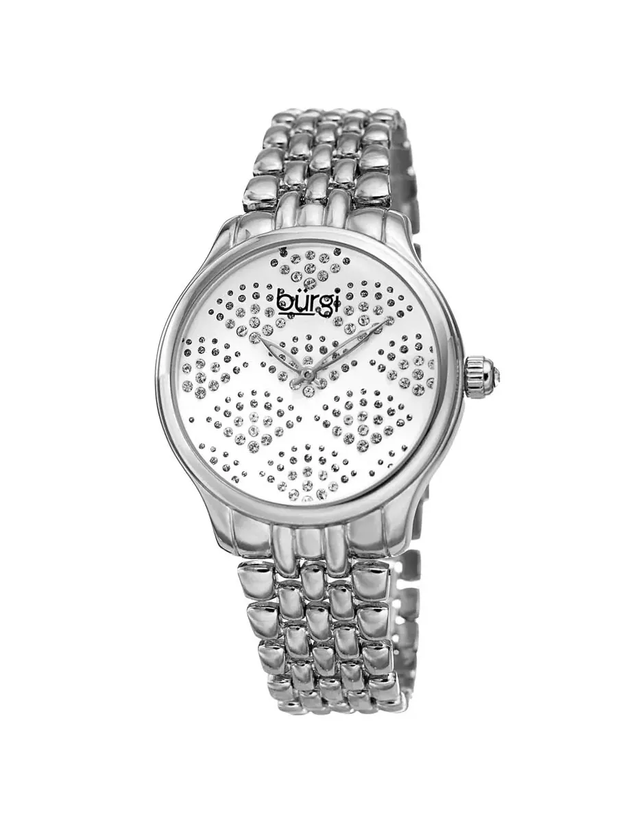 Женские часы-браслет Burgi с кристаллами Swarovski в стиле гальки — изображение 1 из 4, оттенок серебряный