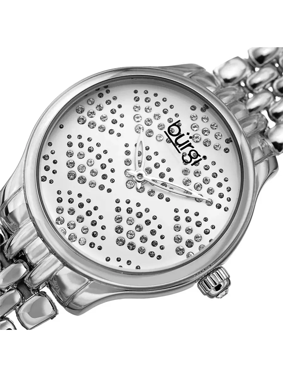 Женские часы-браслет Burgi с кристаллами Swarovski в стиле гальки — изображение 2 из 4, оттенок серебряный