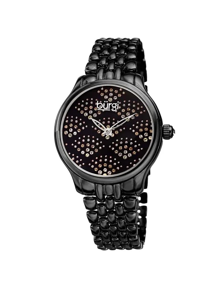 Женские часы-браслет Burgi с кристаллами Swarovski в стиле гальки — изображение 1 из 4, оттенок черный