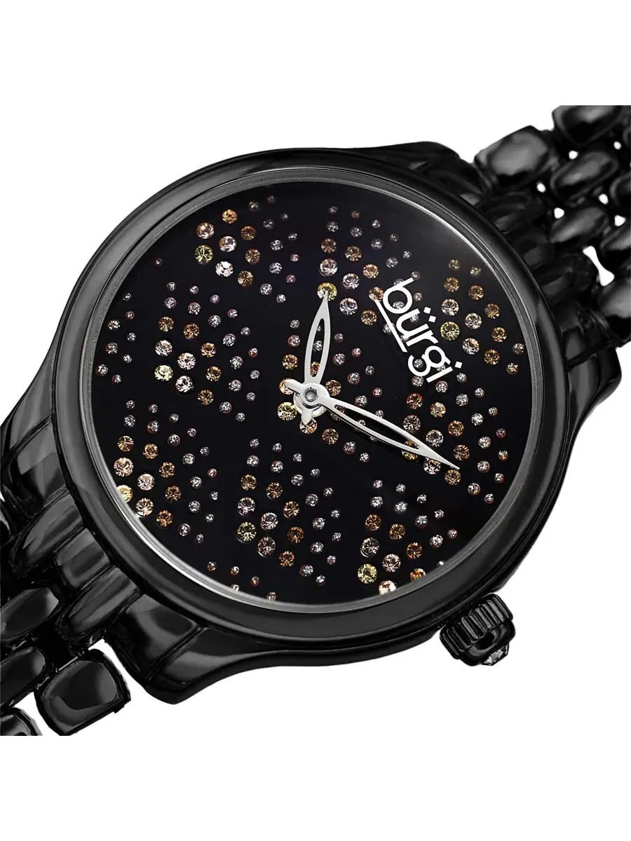 Женские часы-браслет Burgi с кристаллами Swarovski в стиле гальки — изображение 2 из 4, оттенок черный