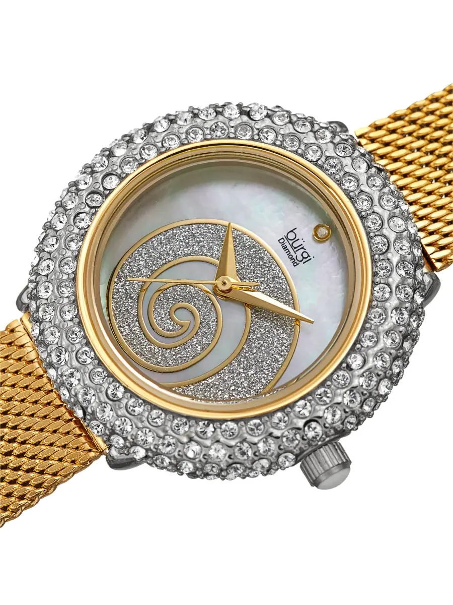 Женские часы Burgi Swirl Quartz с белым циферблатом и бриллиантом BUR259YGS — изображение 2 из 4, оттенок серебряный