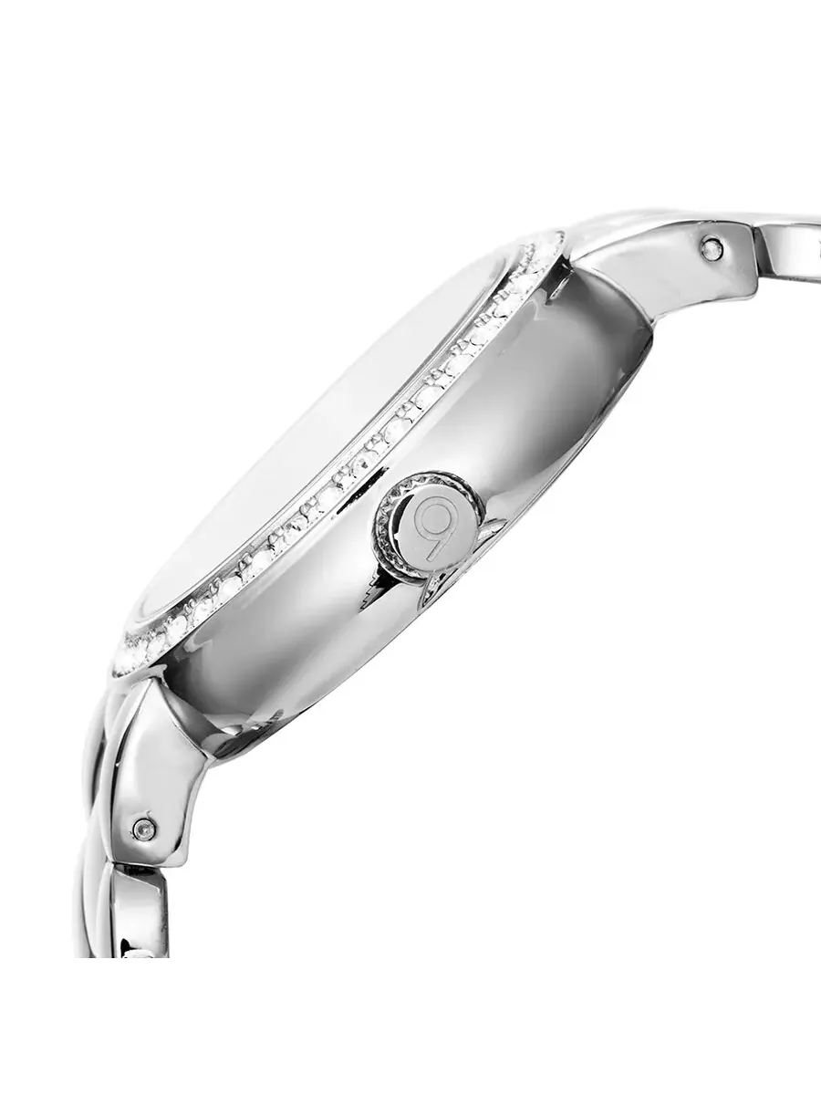 Женские часы Burgi White Mother of Pearl с перламутровым циферблатом и браслетом из нержавеющей стали BUR084SS