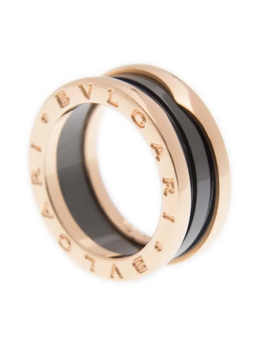 Кольцо Bvlgari B.Zero1 из розового золота 18 карат и черной керамики с двумя кольцами, бренд — изображение 3 из 3