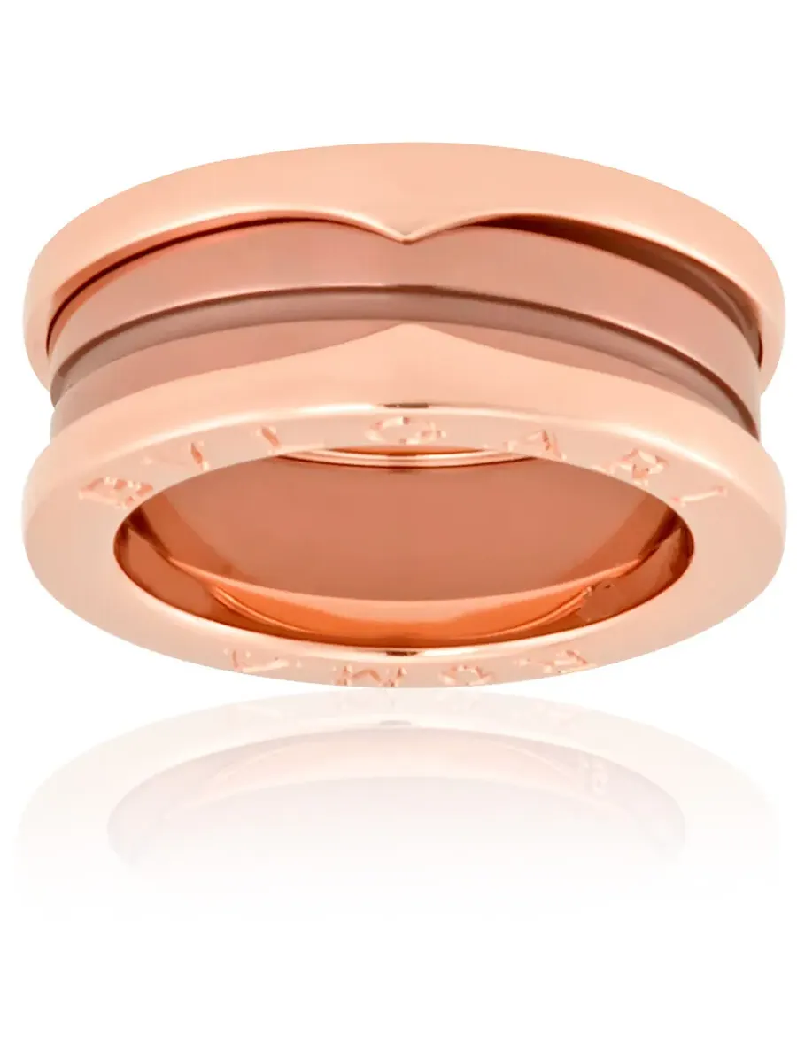 Кольцо Bvlgari B.Zero1 из 18-каратного розового золота и керамического металла, 2-полосное — изображение 2 из 2