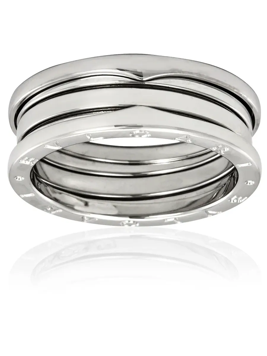 Кольцо Bvlgari B.Zero1 18K из белого золота с тремя кольцами — изображение 2 из 4, оттенок серебряный