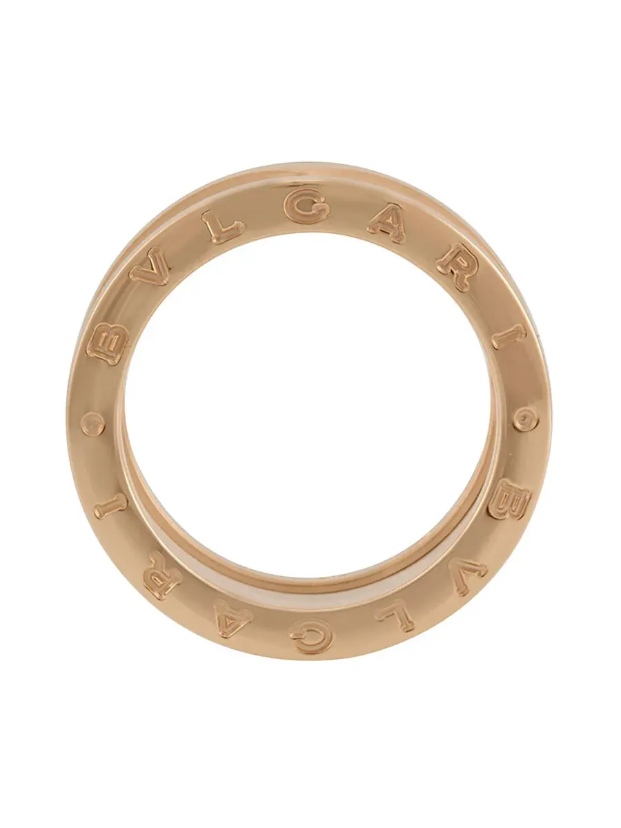 Кольцо Bvlgari B.Zero1 с 4 полосками, 18-каратное розовое золото и белая керамика, брендовый размер 50 — изображение 3 из 4