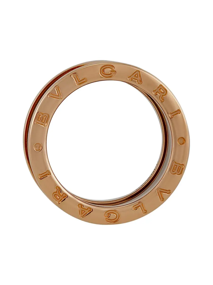 Кольцо Bvlgari B.Zero1 4-полосное из розового золота 18 карат и черной керамики — изображение 3 из 4, оттенок золото