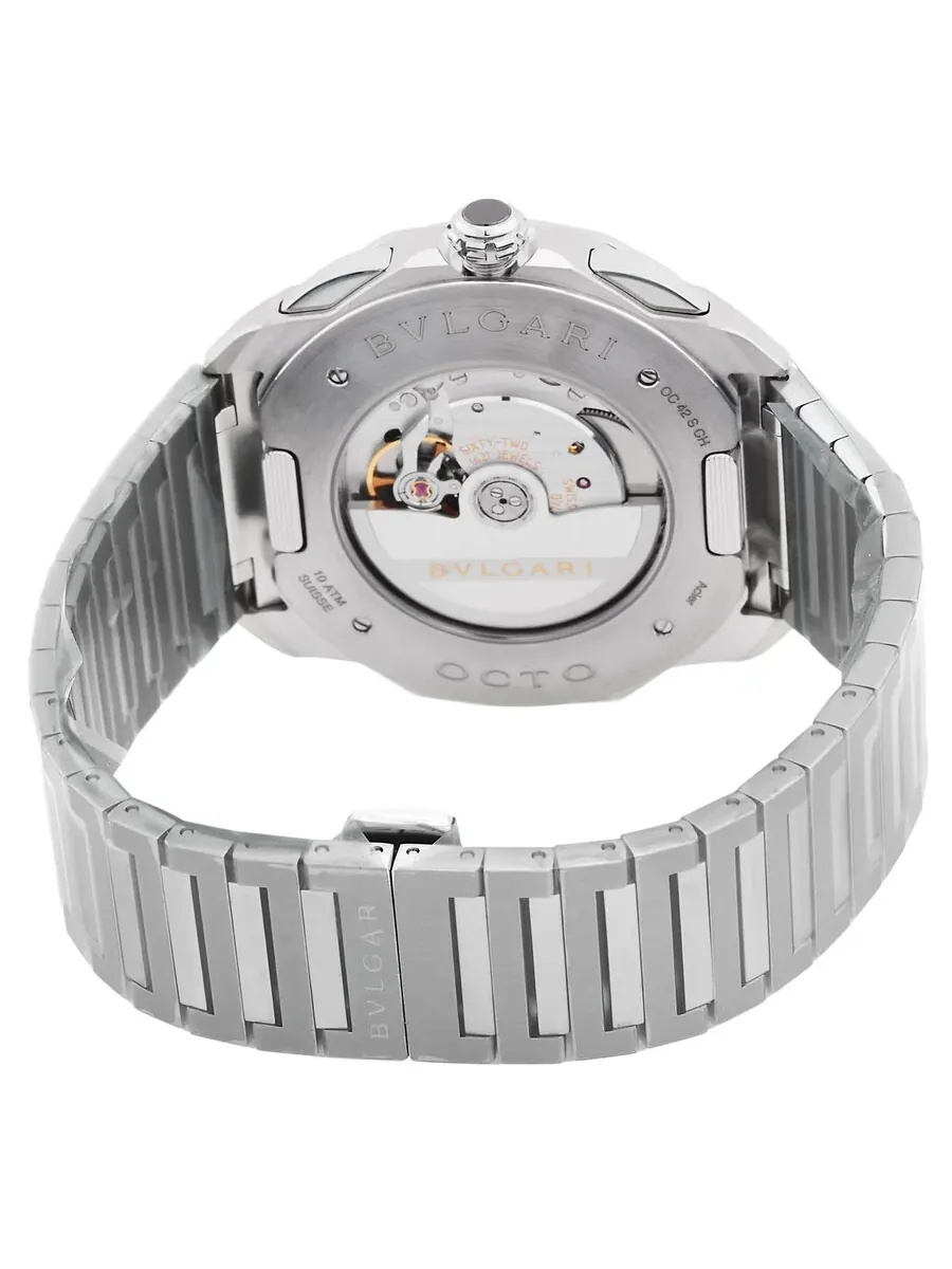 Часы Bvlgari с хронографом, автоматическим механизмом и черным циферблатом, унисекс 103471 — изображение 3 из 4