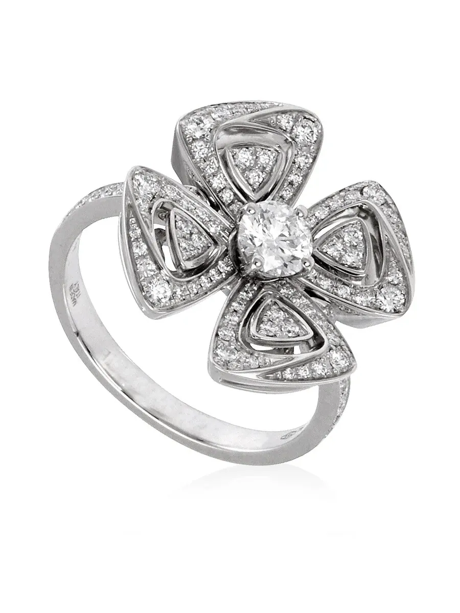 Женское кольцо Bvlgari Fiorever из белого золота 18 карат — изображение 1 из 4, оттенок золотистый