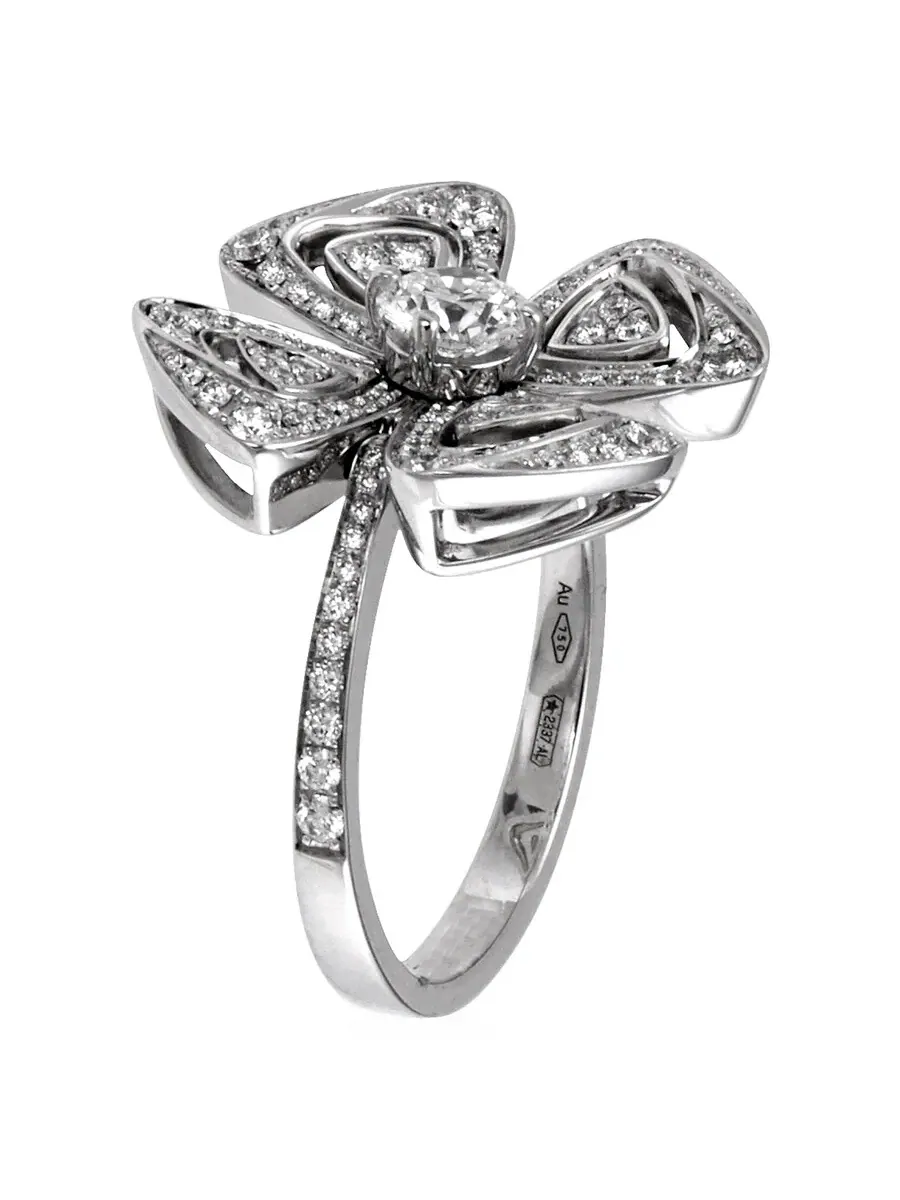 Женское кольцо Bvlgari Fiorever из белого золота 18 карат — изображение 2 из 4, оттенок золотистый