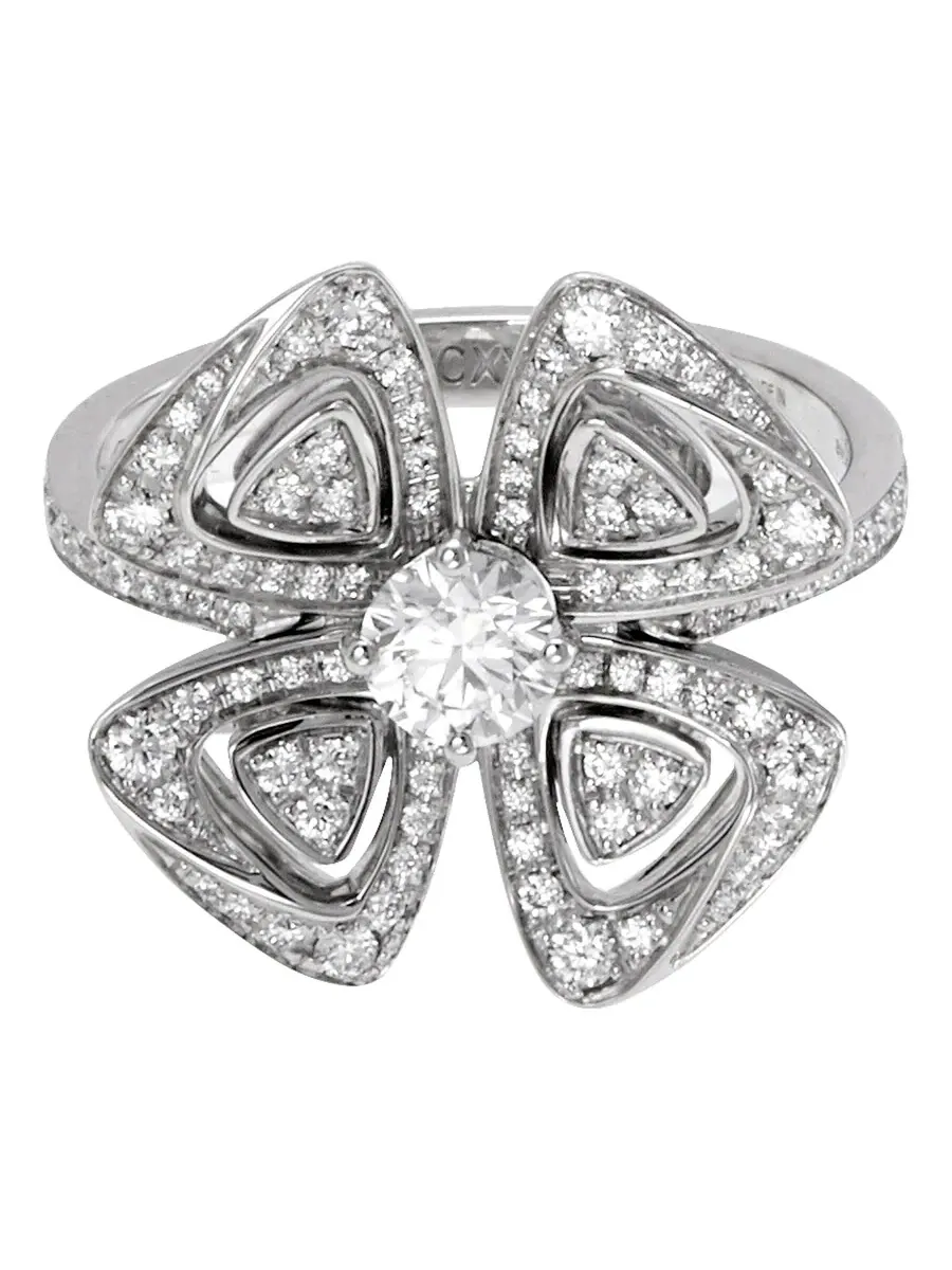 Женское кольцо Bvlgari Fiorever из белого золота 18 карат — изображение 3 из 4, оттенок золотистый
