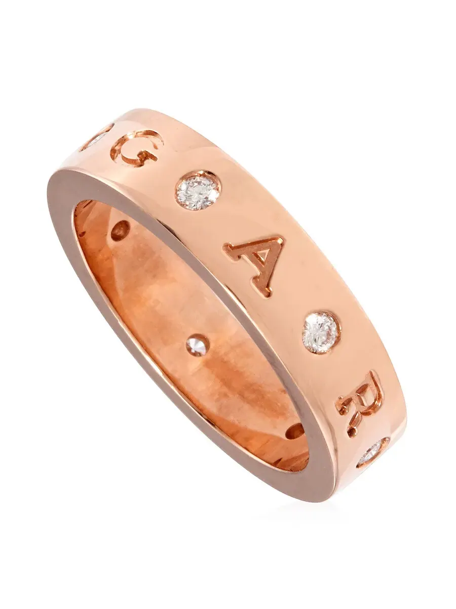 Женское кольцо Bvlgari из розового золота 18 карат с бриллиантами, размер 54, розовое/золото — изображение 1 из 3