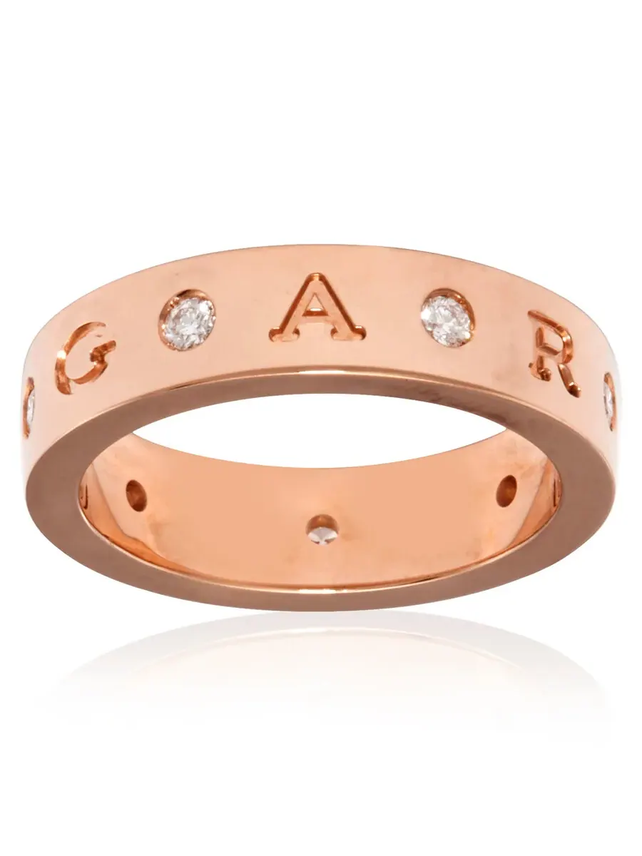 Женское кольцо Bvlgari из розового золота 18 карат с бриллиантами, размер 54, розовое/золото — изображение 2 из 3