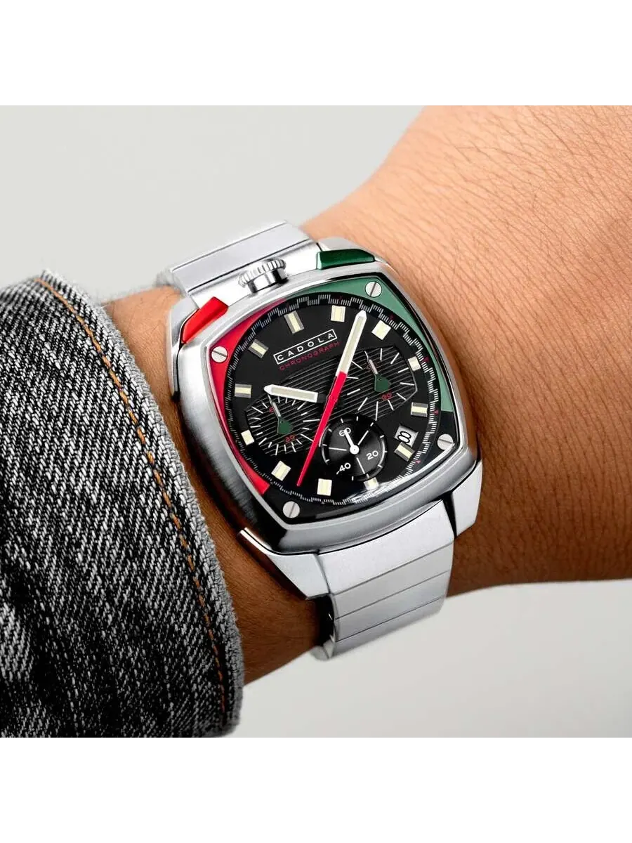 Мужские кварцевые часы Cadola Taurus Chronograph с черным циферблатом CD-1060-11 — изображение 2 из 4, оттенок серебряный