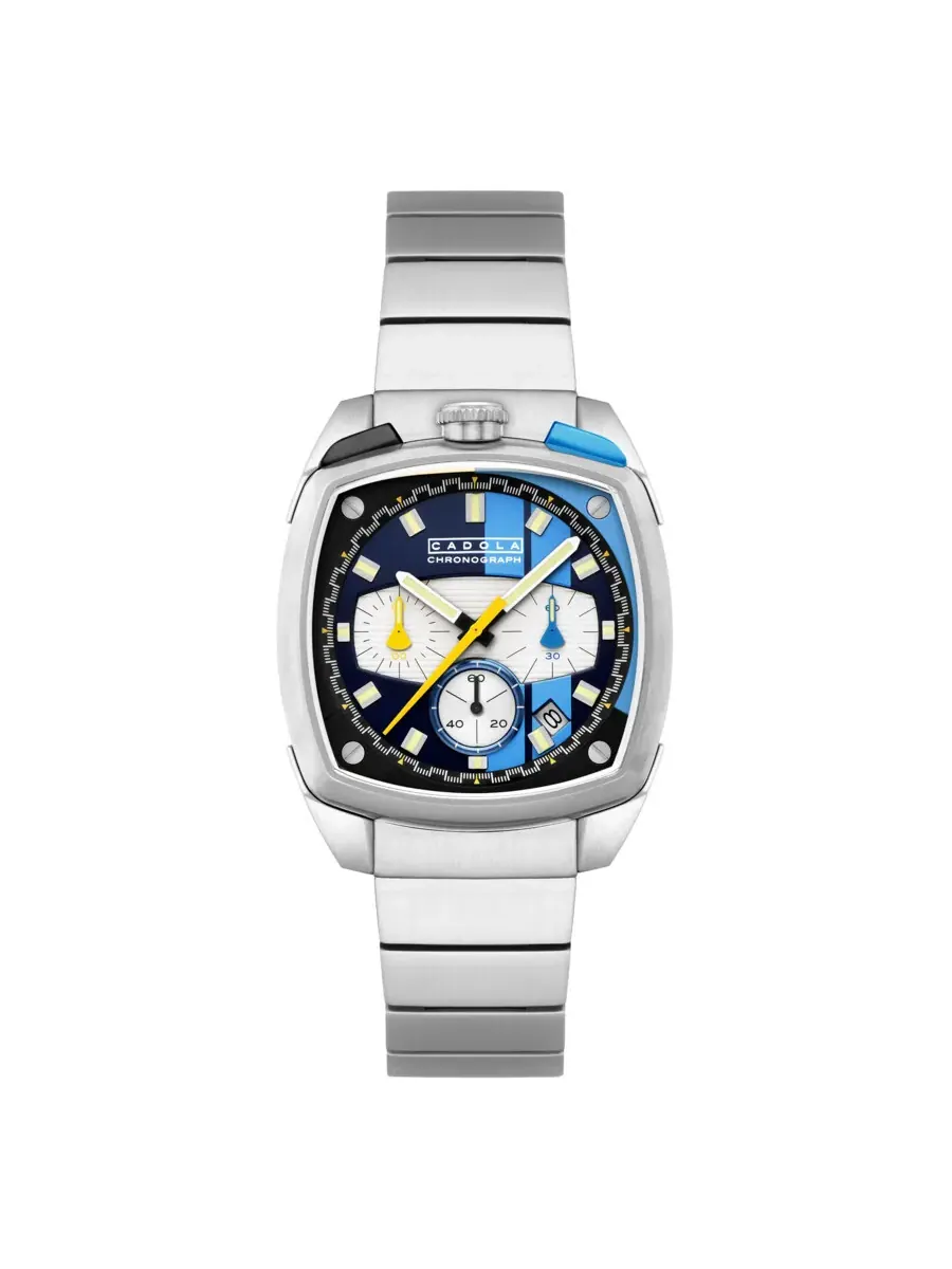 Мужские кварцевые часы Cadola Taurus Chronograph с синим циферблатом CD-1060-33 — серебристый