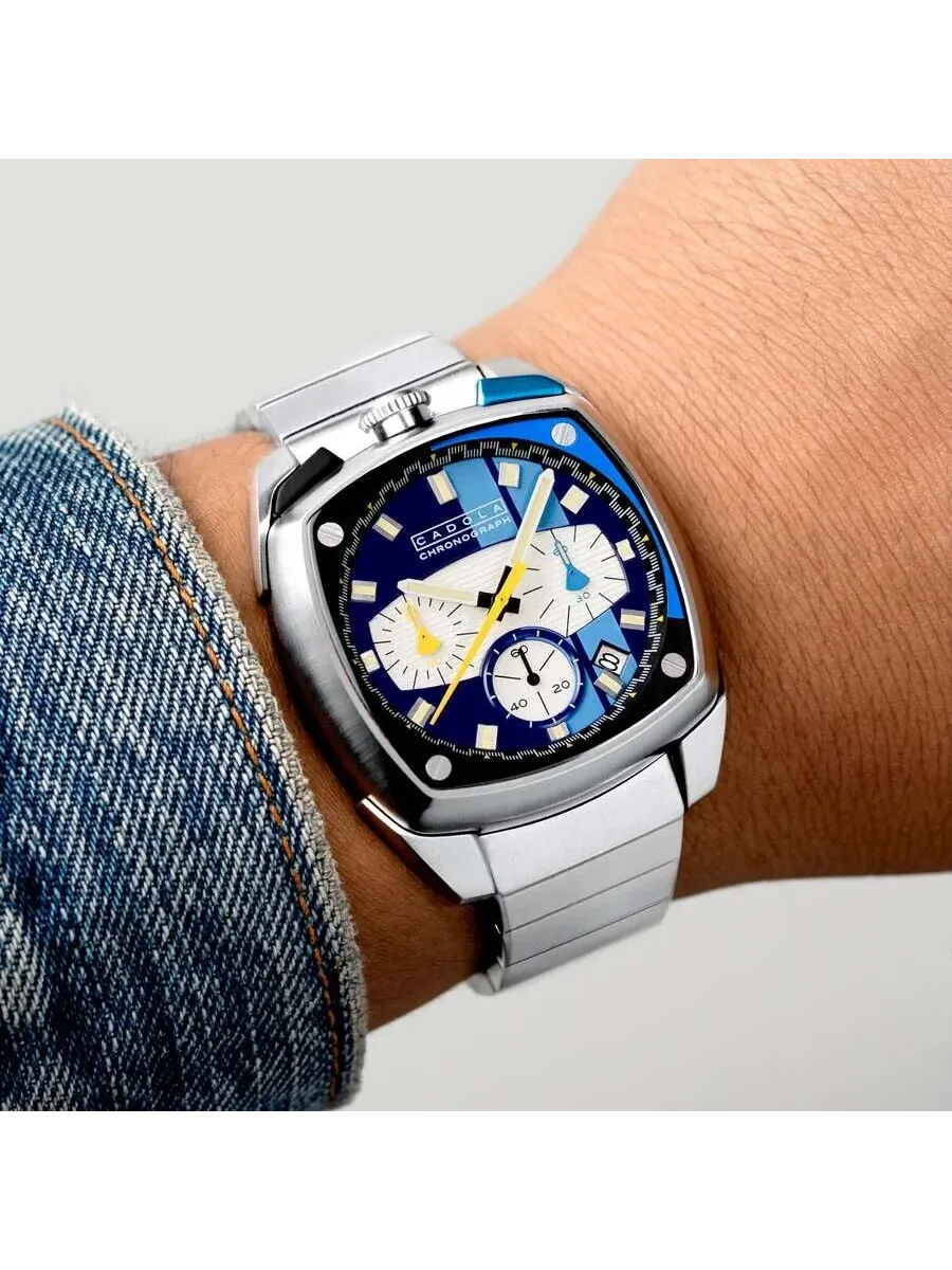Мужские кварцевые часы Cadola Taurus Chronograph с синим циферблатом CD-1060-33 — изображение 2 из 4, оттенок серебряный