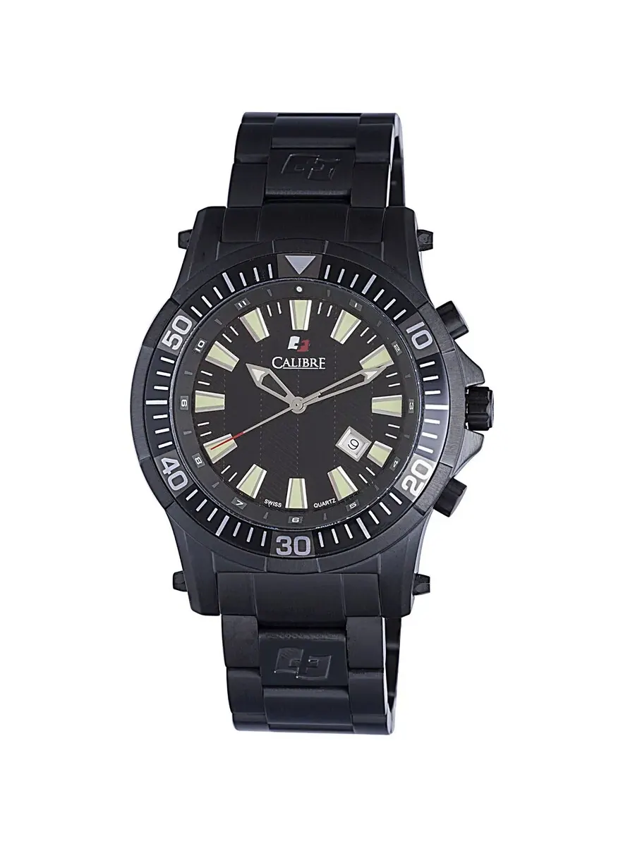 Мужские часы Calibre Hawk с черным циферблатом, черным PVD покрытием из нержавеющей стали SC-5H1-13-007 — изображение 1 из 1
