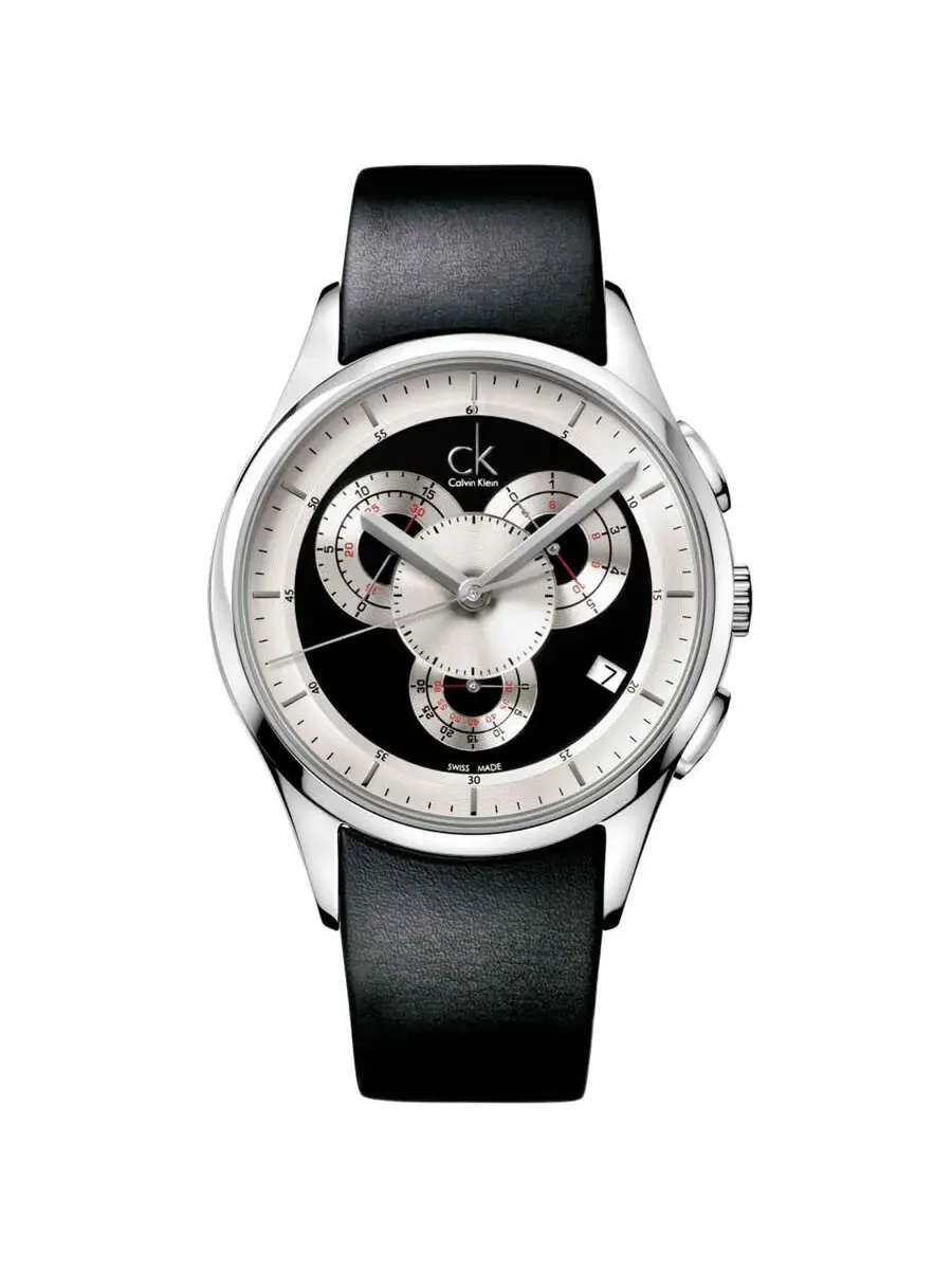 Мужские часы Calvin Klein Basic Chronograph Quartz с черным циферблатом K2A27102 — изображение 1 из 1, оттенок серебряный