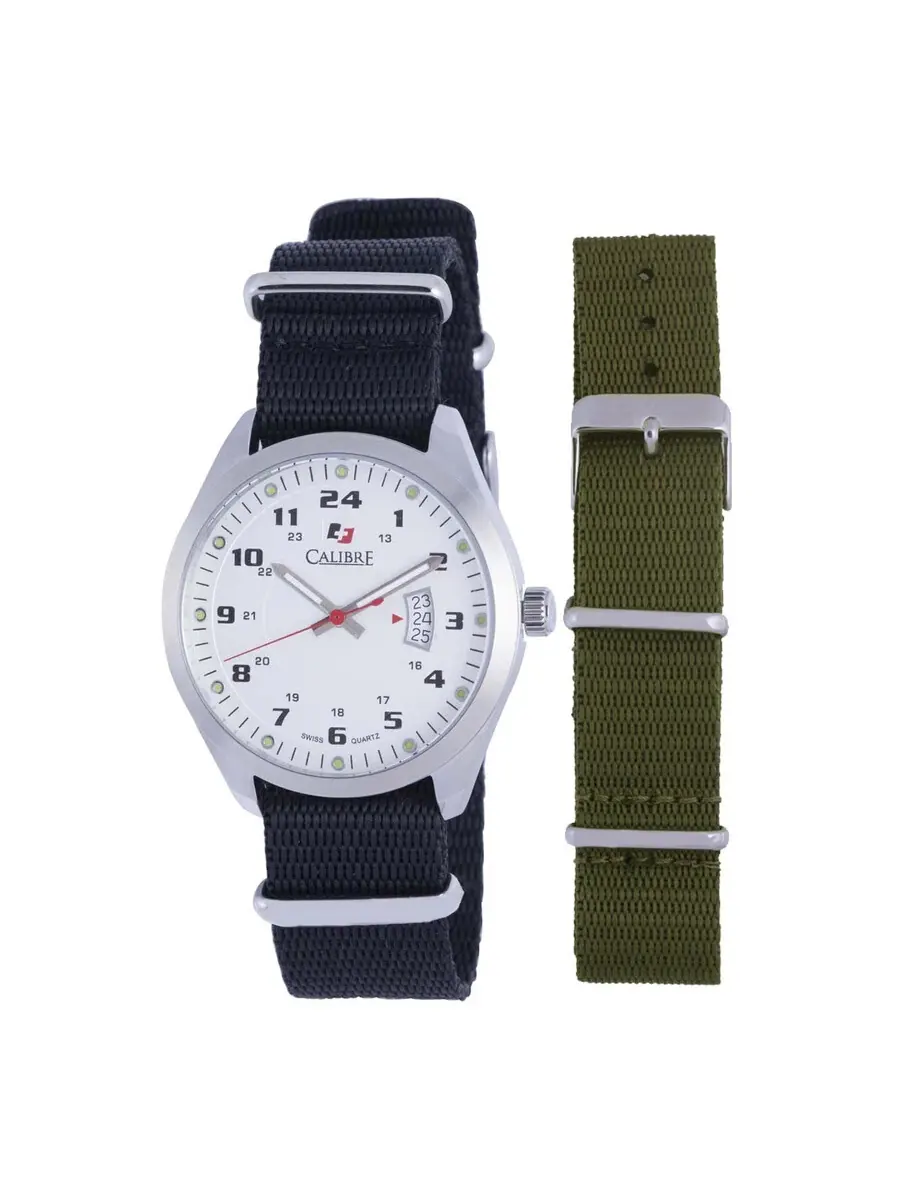 Мужские часы Calibre Trooper с белым циферблатом и черным текстильным ремешком SC-4T1-04-001SC — изображение 1 из 1