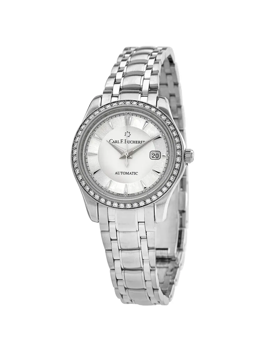 Часы Carl F. Bucherer Manero Autodate Automatic с серебристым циферблатом и бриллиантами 00.10911.08.13.31