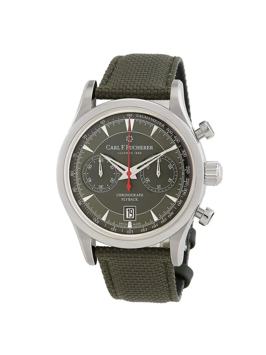 Мужские автоматические часы Carl F. Bucherer Manero Chronograph с зеленым циферблатом 00.10919.08.93.98 — серебристый