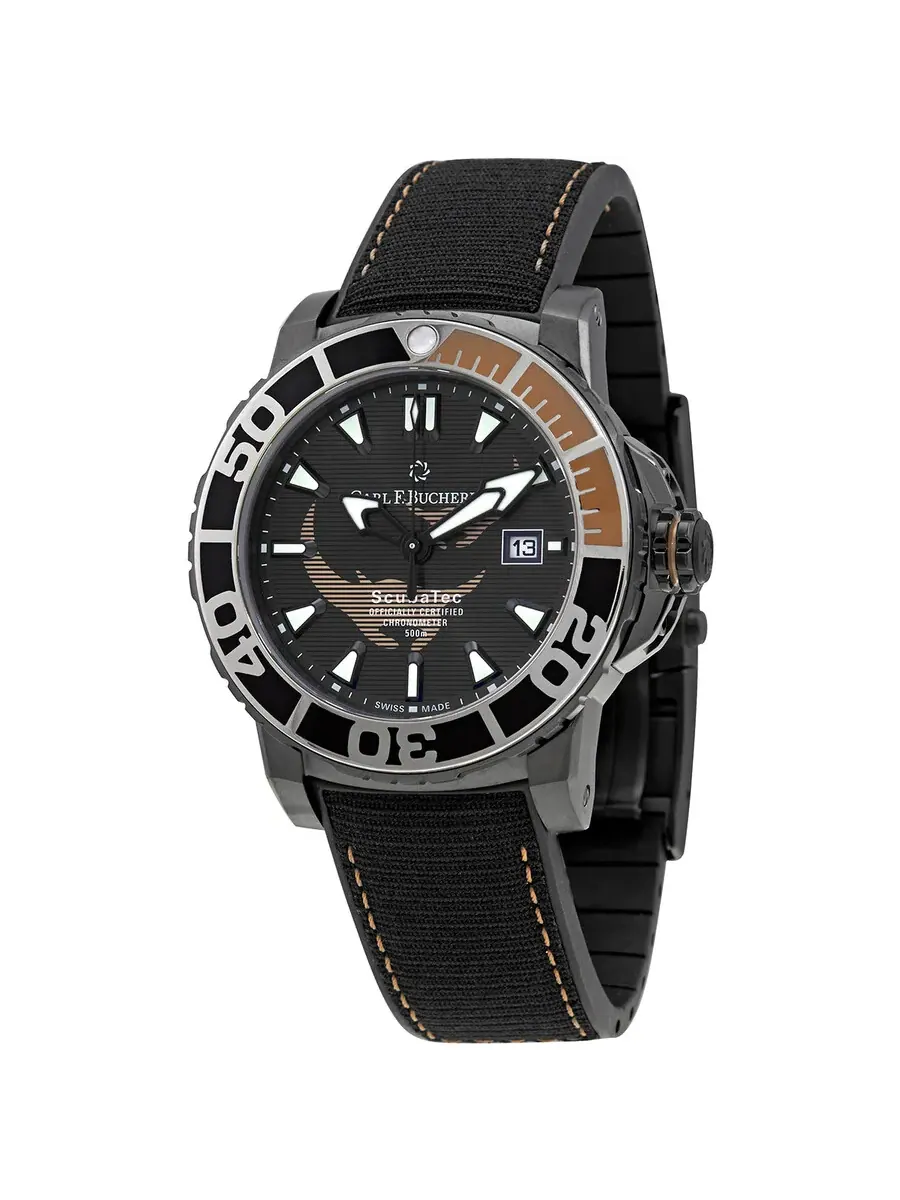 Мужские часы Carl F. Bucherer Patravi ScubaTec Automatic Chronometer с черным циферблатом 00.10632.28.33.99, оттенок черный