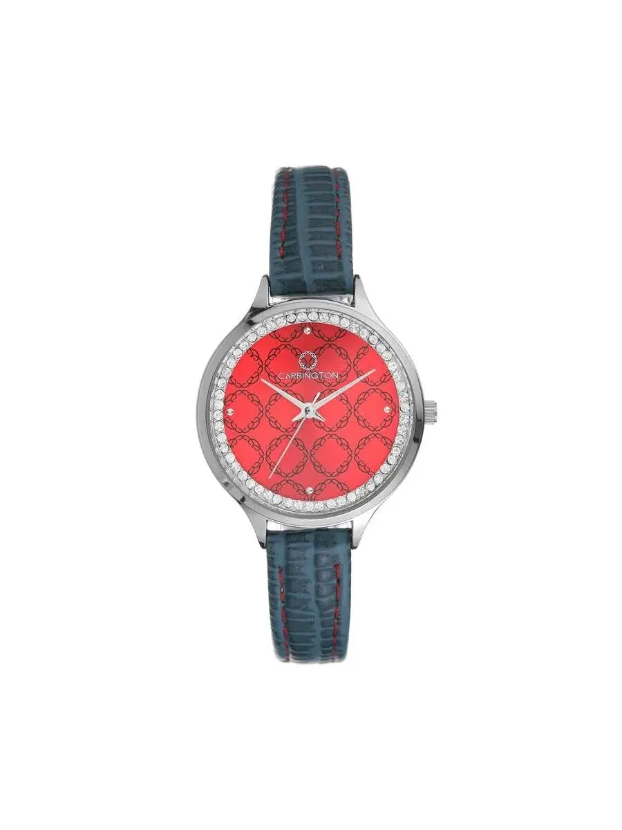 Женские часы Carrington Elsie Quartz с красным циферблатом CT-2006-02 — серебристый