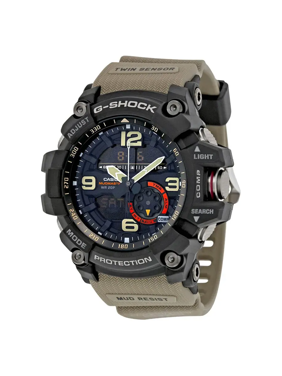 Мужские часы Casio G-Shock с черным циферблатом и ремешком из коричневой смолы GG1000-1A5 — изображение 1 из 3