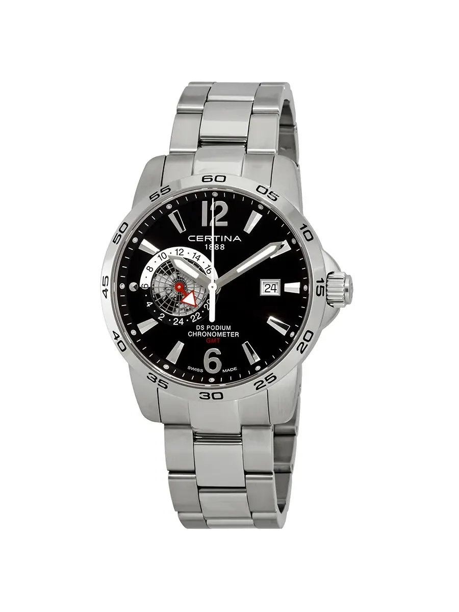 Мужские часы Certina DS Podium GMT с черным циферблатом C034.455.11.057.00 — изображение 1 из 3, оттенок серебряный