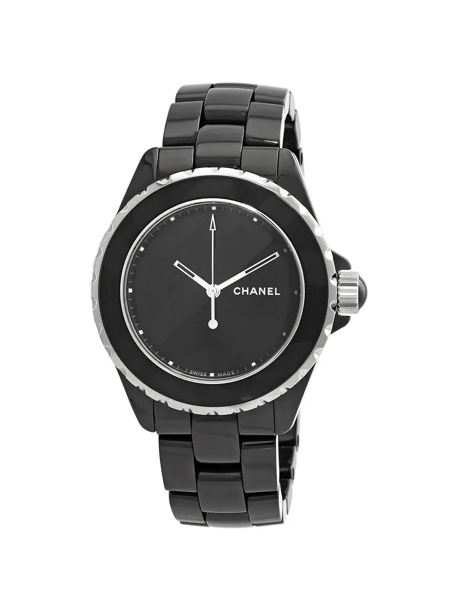 Женские автоматические часы Chanel J12 с черным циферблатом H5581 — серебристый