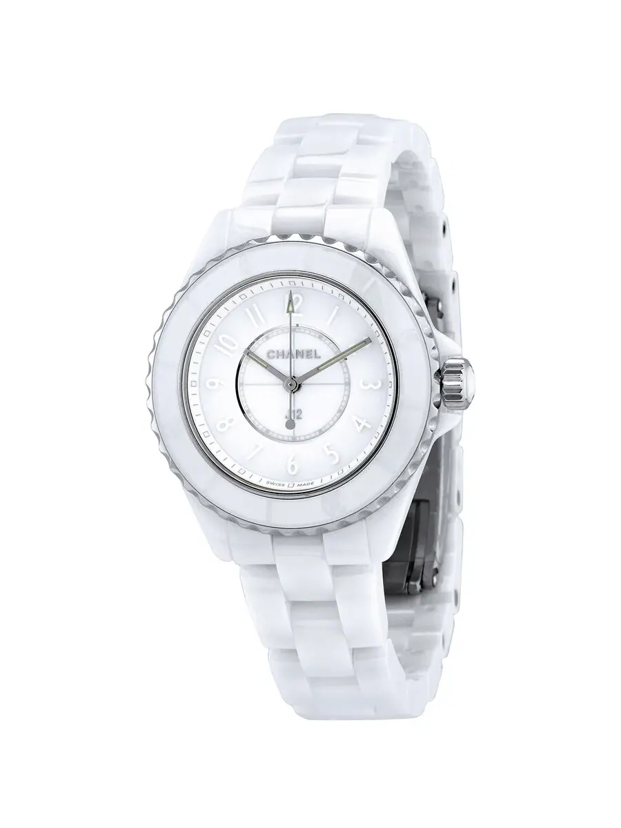 Женские часы Chanel J12 Phantom с белым циферблатом H6345 — серебристый