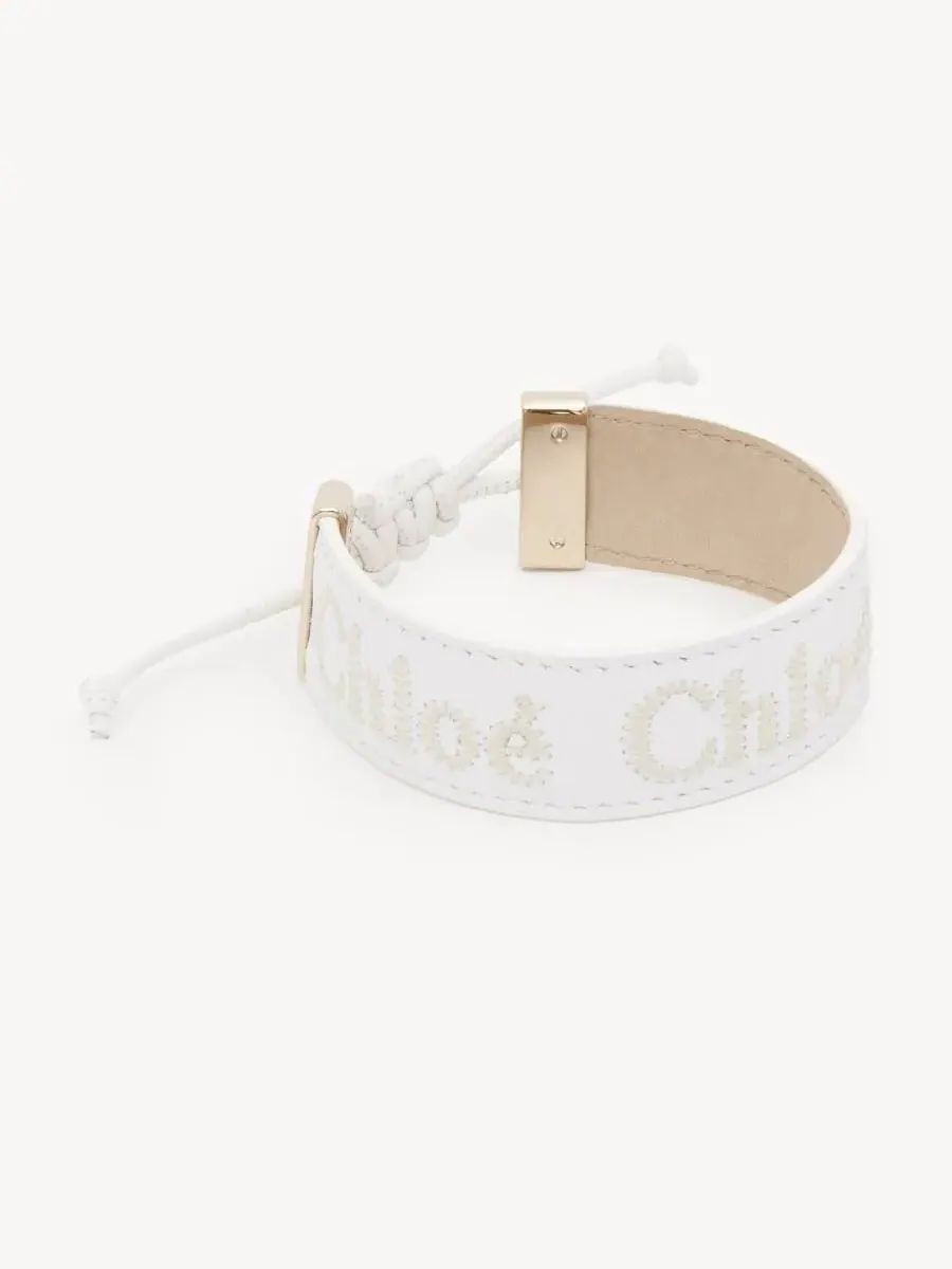Кожаный браслет с логотипом Chloé Woody — изображение 2 из 2, оттенок белый