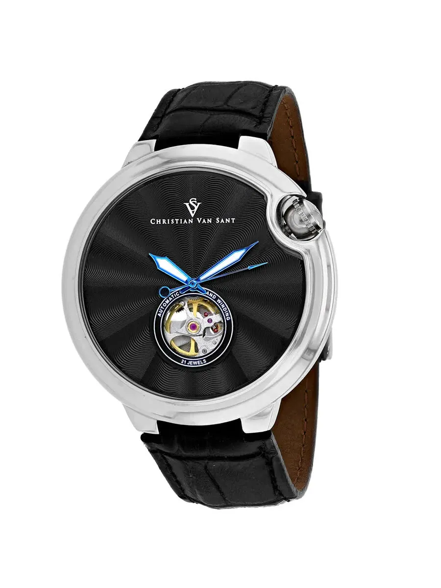 Мужские часы Christian Van Sant Cyclone Automatic с черным циферблатом CV0146 — изображение 1 из 1, оттенок серебряный