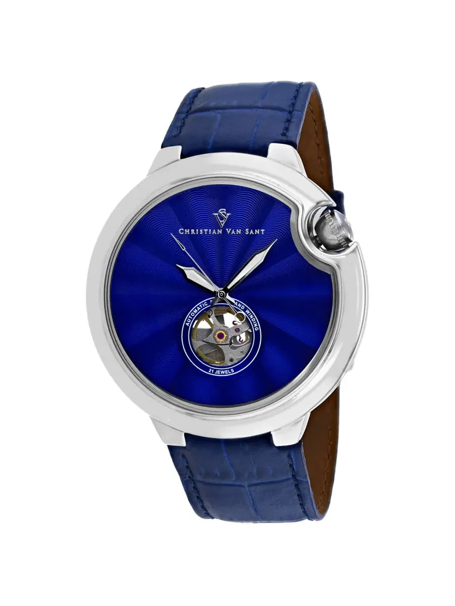 Мужские часы Christian Van Sant Cyclone Automatic с синим циферблатом CV0140 — изображение 1 из 1, оттенок серебряный