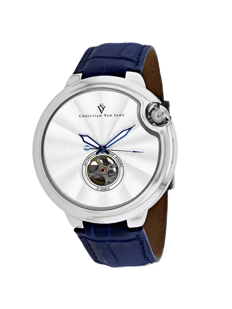 Мужские часы Christian Van Sant Propeller Automatic с белым циферблатом CV0141-BL — изображение 1 из 1, оттенок серебряный