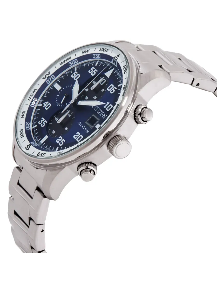 Мужские часы Citizen Aviator Eco-Drive Chronograph с синим циферблатом CA0880-58L — изображение 2 из 3, оттенок серебряный