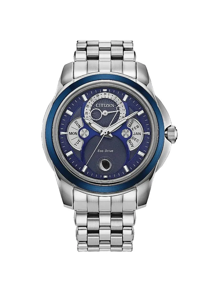 Мужские часы Citizen Calendrier с голубым циферблатом и фазами Луны BU0088-51H — синий