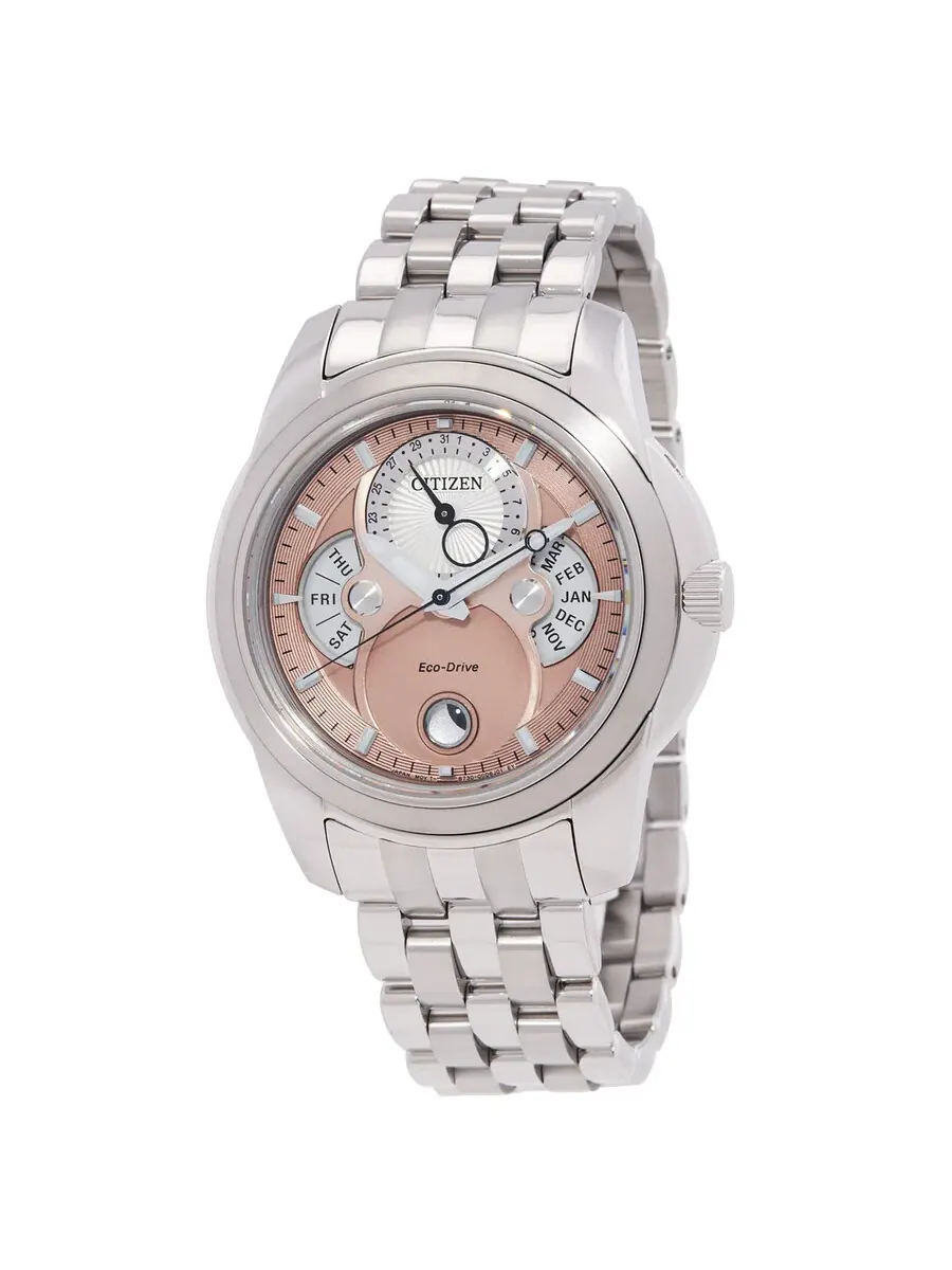 Часы Citizen Calendrier Moon Phase Eco-Drive с розовым циферблатом BU0080-52X — изображение 1 из 3, оттенок серебряный