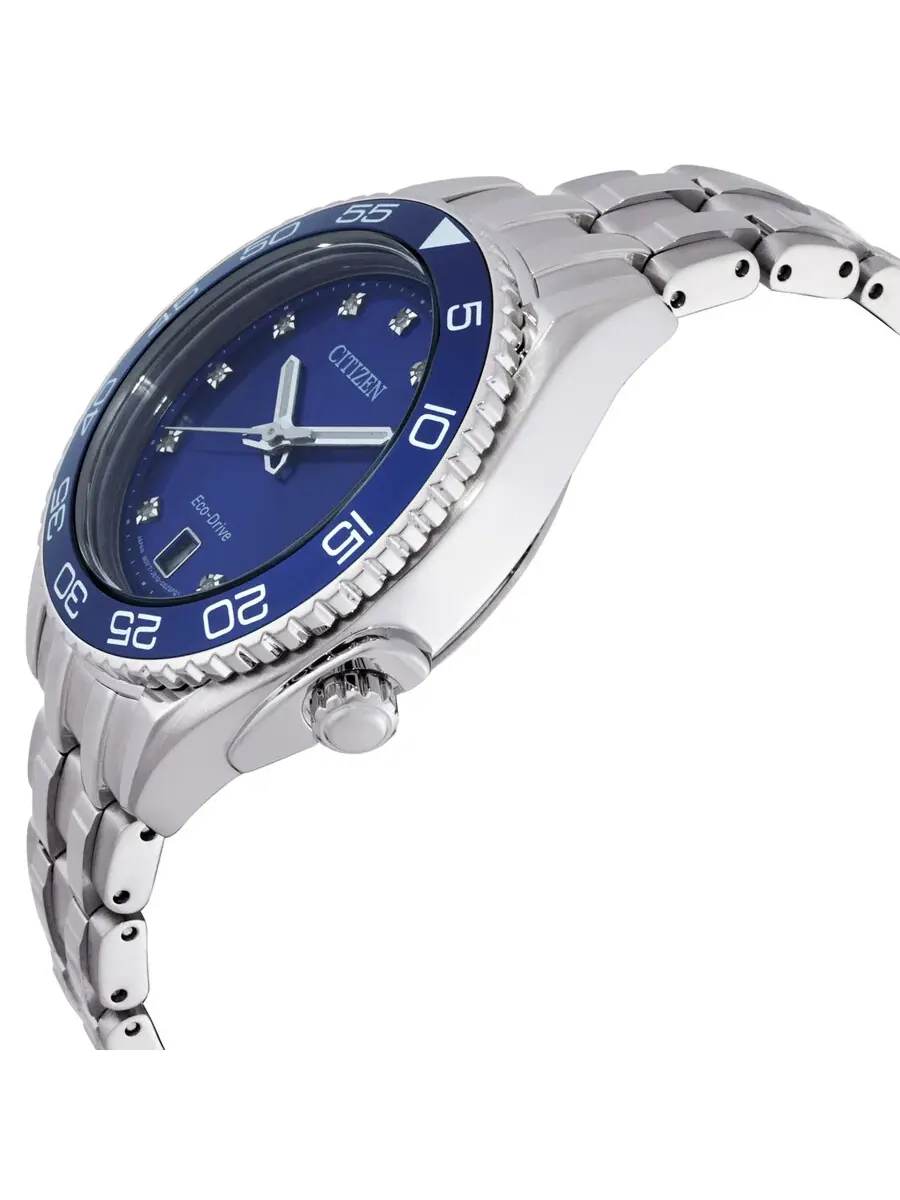 Женские часы Citizen Carson Eco-Drive с синим циферблатом и бриллиантами FE6160-57L — изображение 2 из 3, оттенок синий