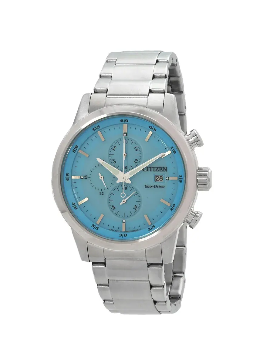 Мужские часы Citizen Chronograph Eco-Drive с синим циферблатом CA0748-80L — серебристый